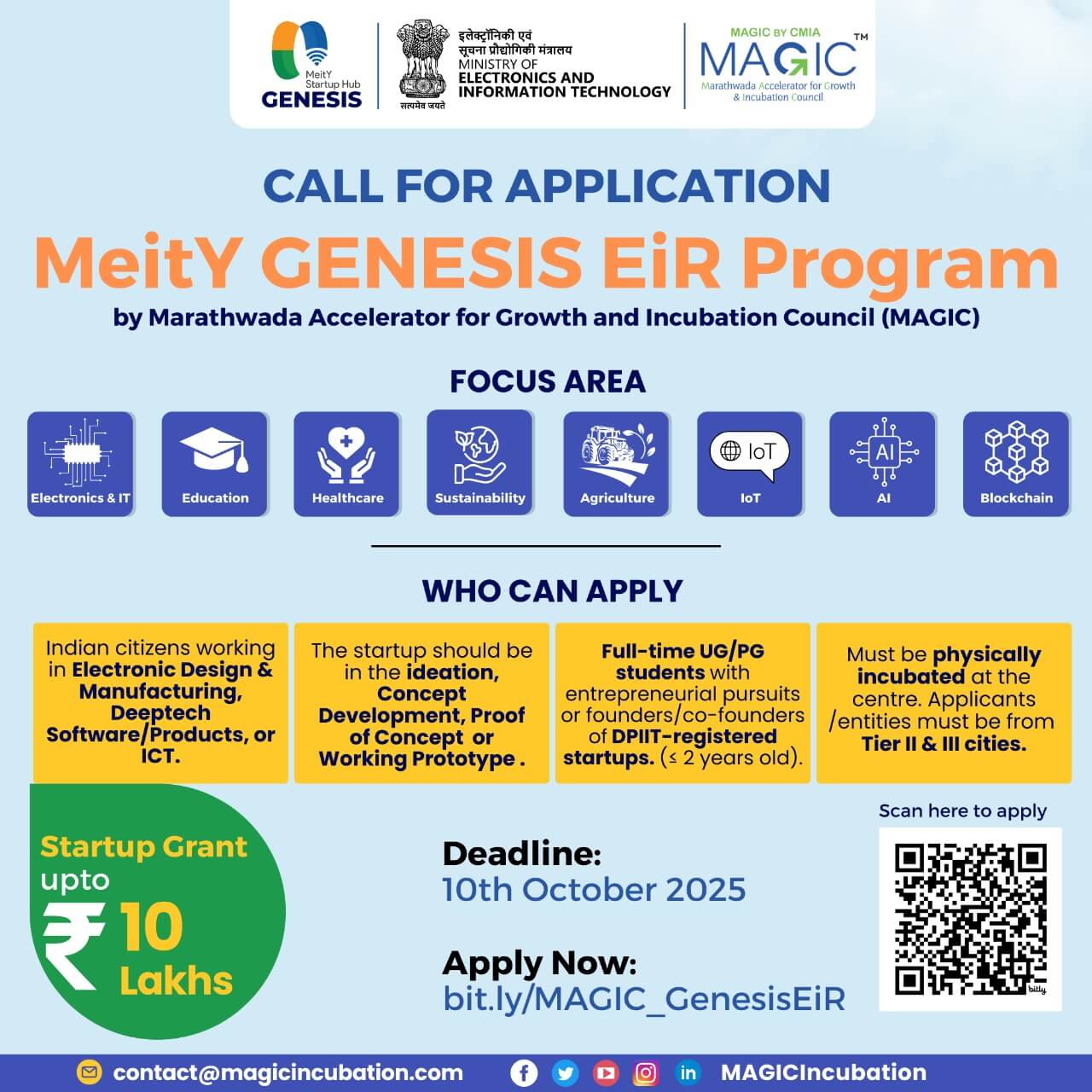 MeitY GENESIS Entrepreneur-in-Residence (EiR) Program – Cohort 2.0 at MAGIC
